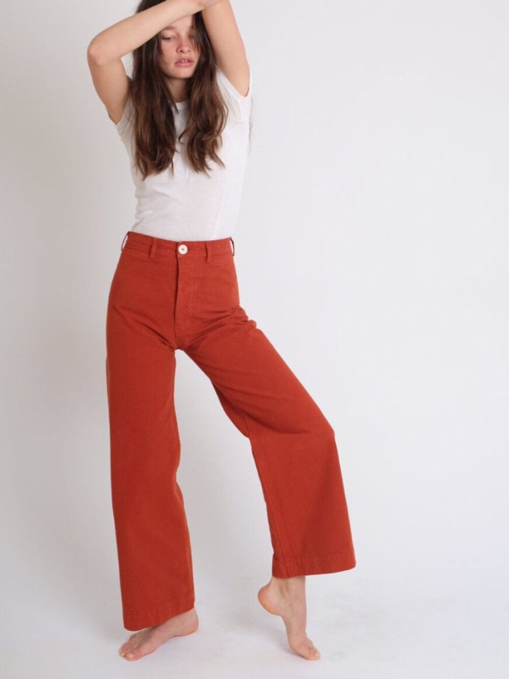 Jesse Kamm Wide Leg Pants in Rust